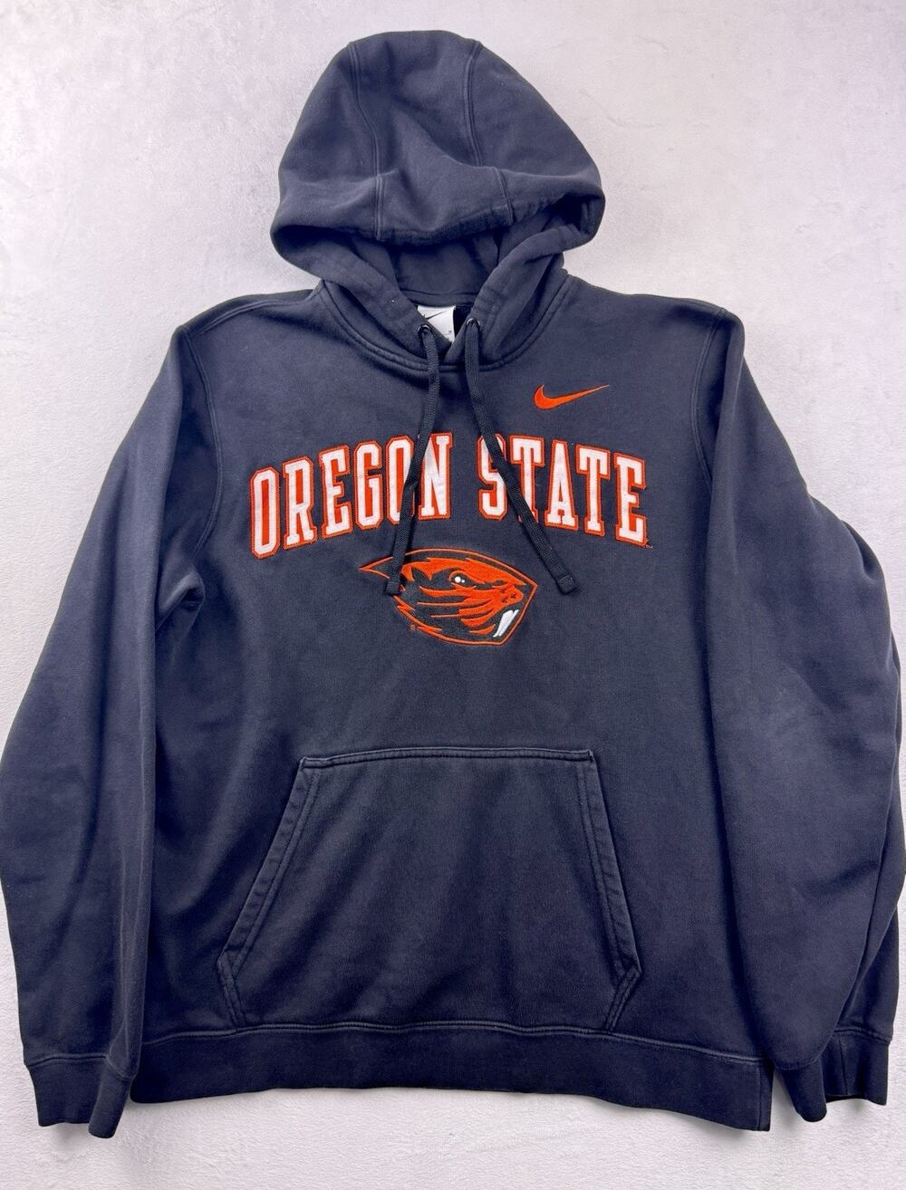 Nike Oregon State Beavers Hoodie Mens Medium Black Orange Pullover NCAA
